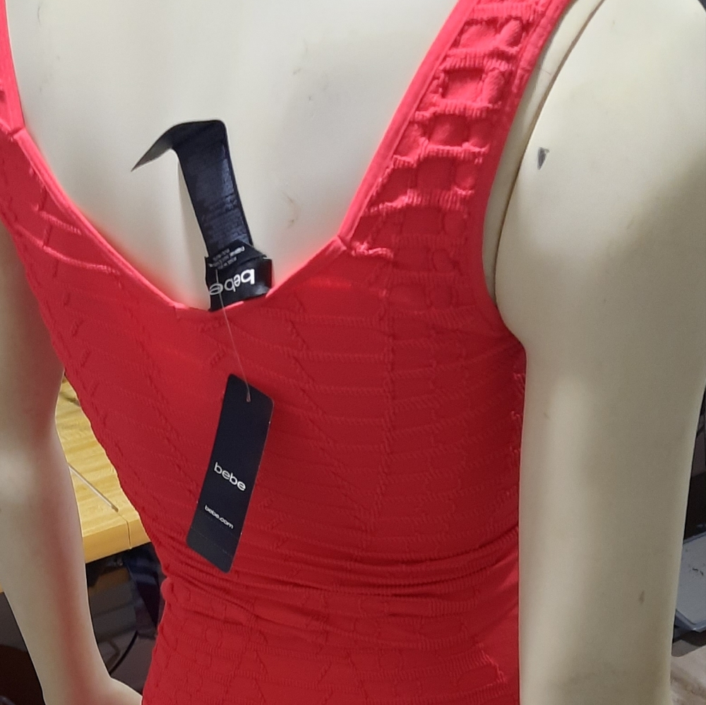BEBE| Bodycon Prom Grad Red Dress NWT - Picture 8 of 10